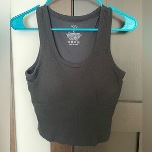 Klassy Network Bamboo Scoop Neck Brami Tank Cropped - Black